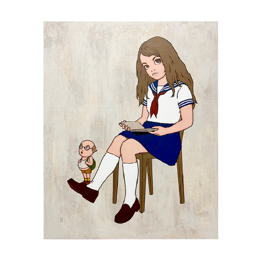 読書する少女と小さなおじさん
