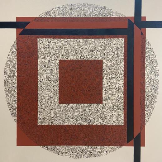 Hugging circle - red & beige